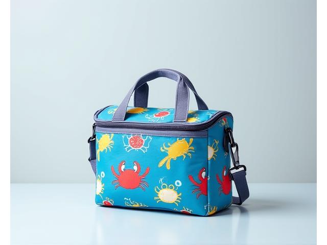 Small, insulated cooler bag with fun marine life prints ideal for kids snacks